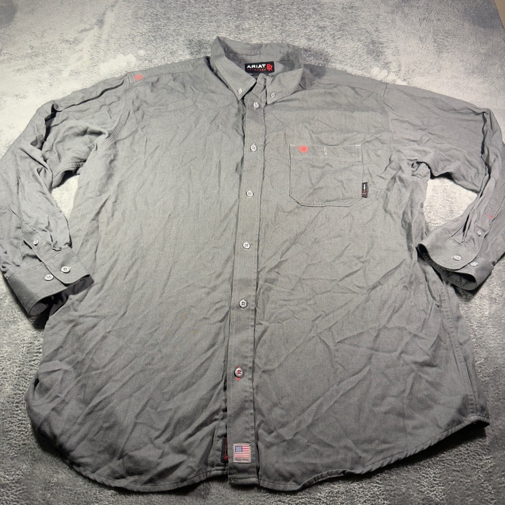 Ariat FR Mens XXL Gray Flame Resistant Long Sleeve Button Down Shirt 9.1ATPV